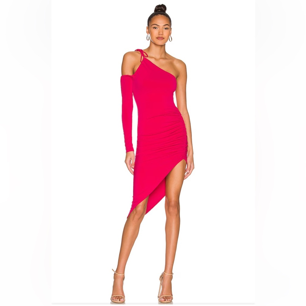 Lovers and Friends revolve Palmer MIDI dress PINK S one shoulder arm
